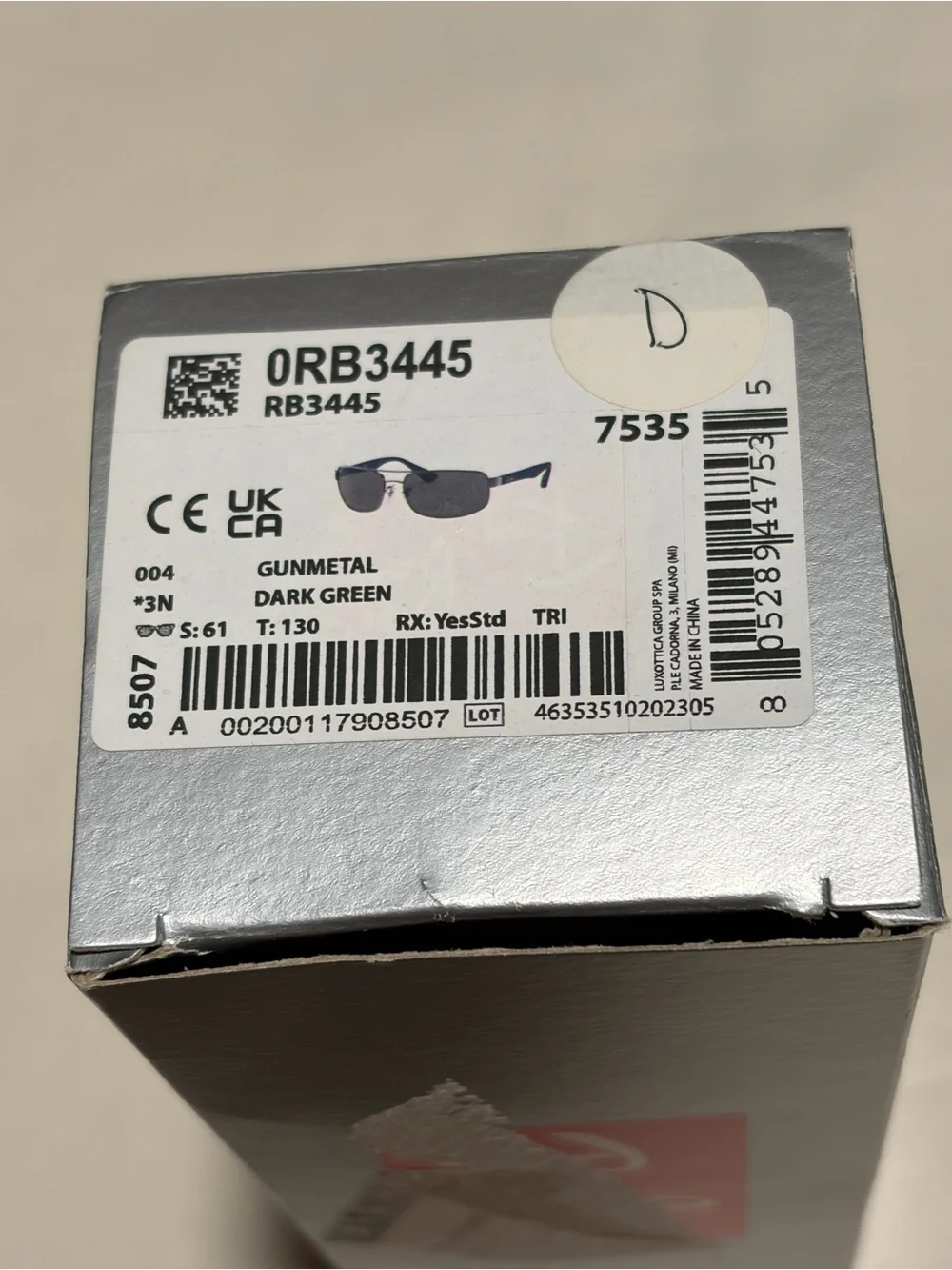 Ray-Ban Gunmetal Sunglasses with Dark Green Lenses